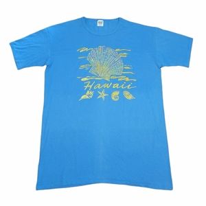 Vintage Hawaii Single Stitch Puff Print XXXL Blue T-Shirt